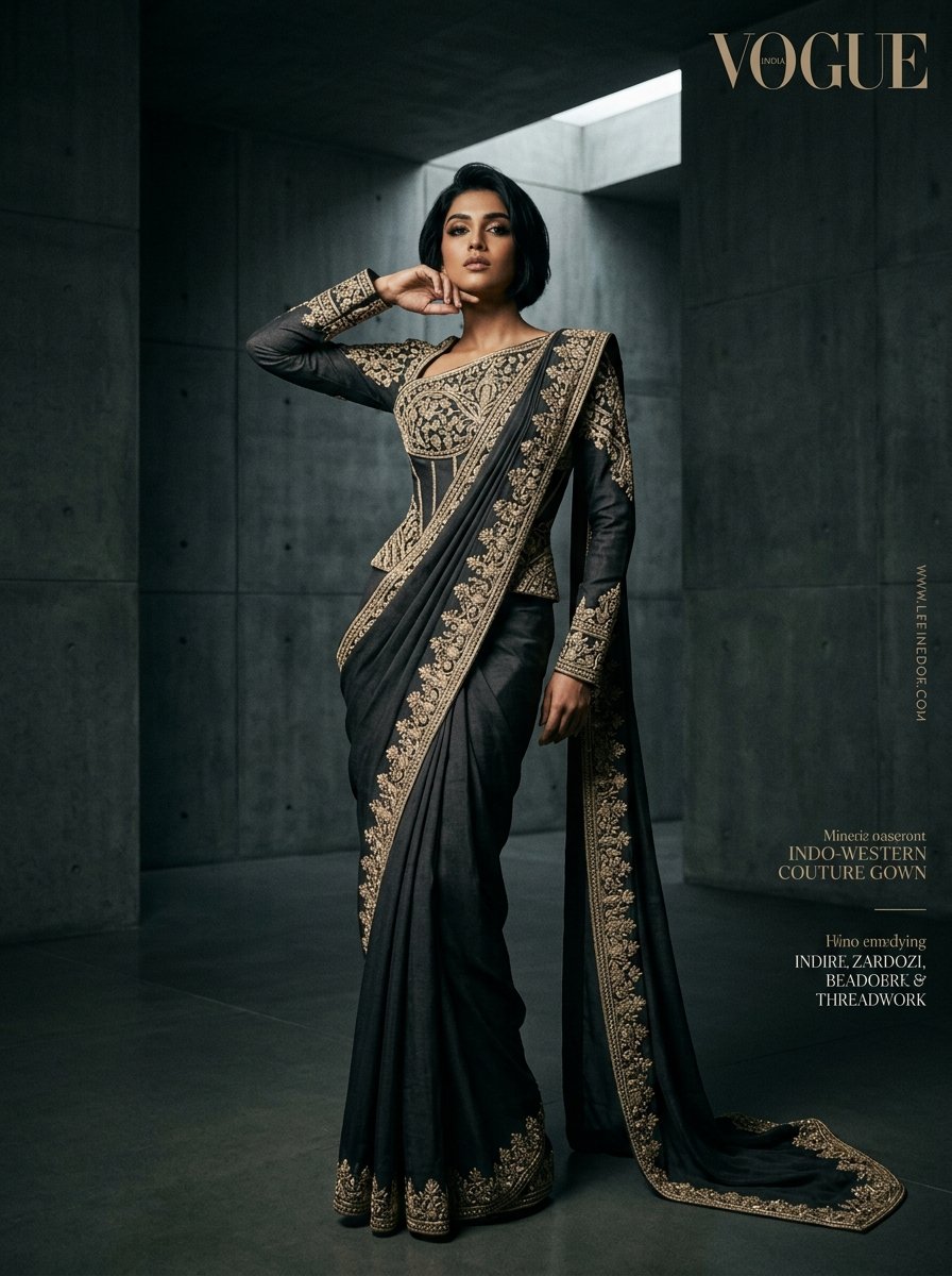 Contemporary Cape & Draped Skirt Set